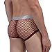 YiZYiF Men's Openwork Mesh Breathable Cool Sexy Bikini Briefs Swimwear Underwear Wine Red Small