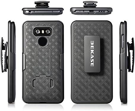 LG G6 Case, BEKASE (TM) Hard Shell Holster Combo Matte Finish Protective Slim Case for LG G6 with Kickstand and Locking Belt Swivel Clip (Black)