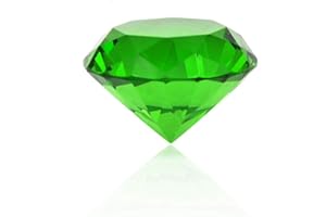 Zoogamo 3” / 80 mm Light Green Diamond Shaped Glass Crystal Paperweight – Home Office Decor & Wedding Favors Decoration with Gift Box