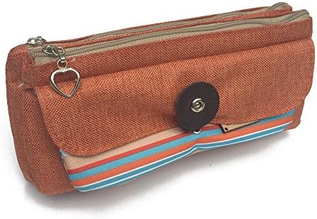 APITA 1 Pcs Novelty Kawaii Stationary Office Material Double Deck Large Pencil Bag (Orange)