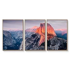 Floating Framed Canvas Wall Art for Living Room, Bedroom Landscape Gorge Mountain River Grassland Canvas Prints for Home Decoration Ready to Hang - 16"x24"x3 Panels