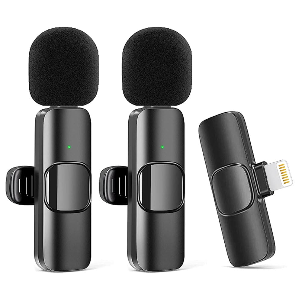 Kinizuxi 2Packs Wireless Microphones for iPhone iPad,Clip on Lapel Lavalier Microphone Wireless for Video Recording,PC/Laptop/Live Streaming/Podcast/Vlog/Youtube/TikTok/Presentation/Vlog