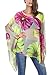 DJT Women's Floral Printed Chiffon Caftan Poncho Tunic Top One Size Green-2