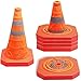CARTMAN 4 Pack 18 Inch Collapsible Traffic Cones, Safety Road Parking Cone for Traffic Control, Driving Construction Cones with Reflective Strips Collar, Orange