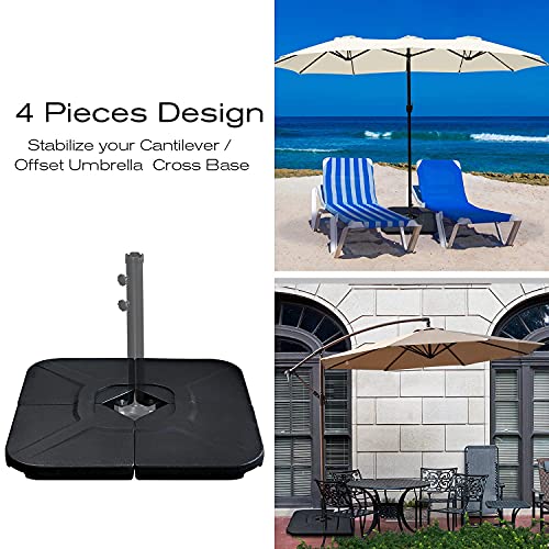 Aoodor 4 Piece Cantilever Offset Patio Umbrella Stand Square Base