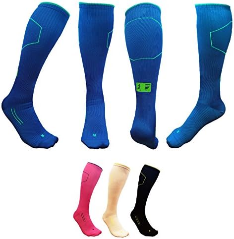 Pars Compression Socks for Men and Women, Graduated Fit for Running, Pregnancy, Flight Travel, Shin Splints, Daily Use (Blue/Small)