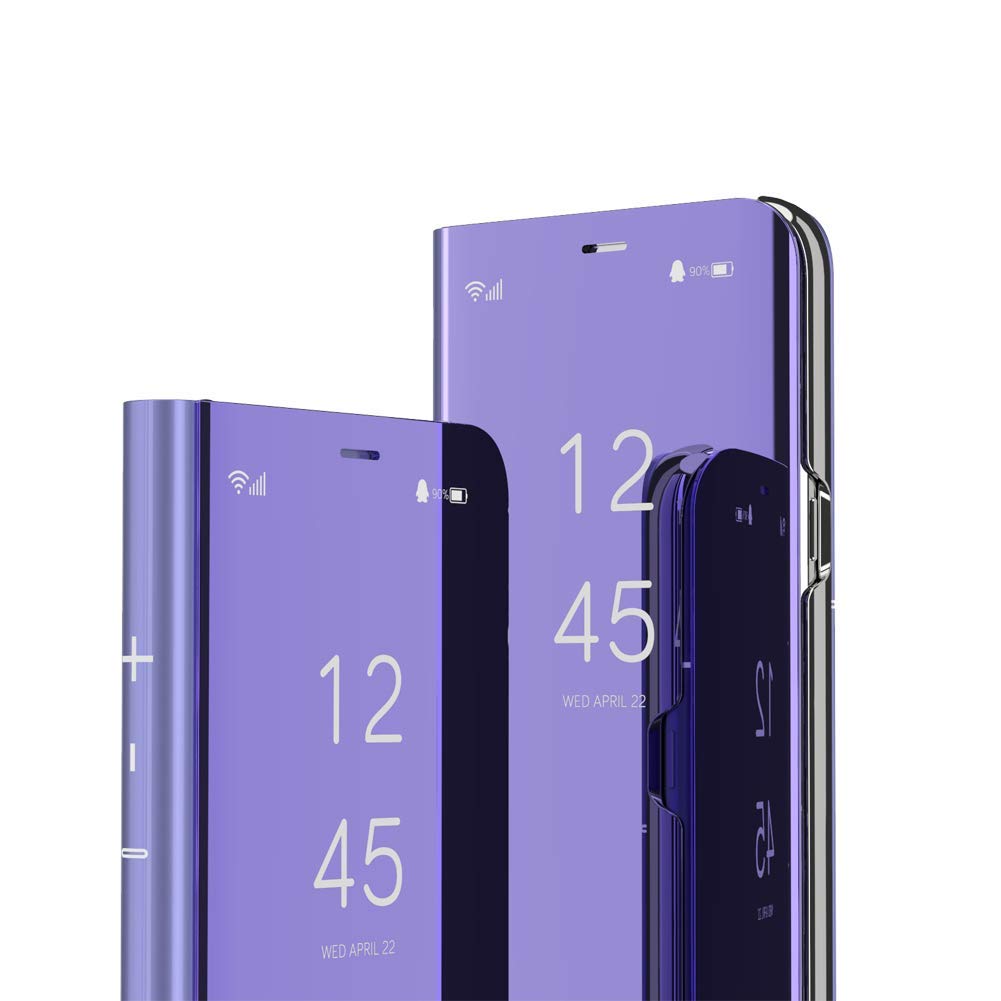 IMEIKONST Case for Galaxy S30 Plus Mirror Design Bookstyle Makeup Clear View Window Stand Full Body Protective Flip Cover Compatible with Samsung Galaxy S21 Plus Flip Mirror: Purple QH