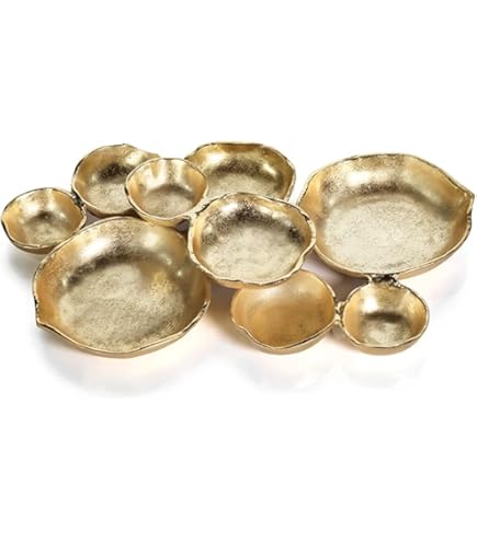 Amazon.com | Zodax Cluster of 9 Round Serving Bowls, Dark Gold