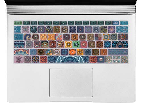 SANFORIN Keyboard Cover for Microsoft Surface Laptop 2017/Laptop 2 2018/laptop 3 13.5'' 2019, Surface Book 2 13.5" and 15", Silicone Skin Protector with Individuality Design, US Layout, Bohemian