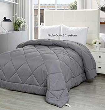 AMZ Ultra Soft Reversible Grey Color Microfiber Ac Comforter/Quilt/Duvet 250 GSM (Single Bed (60 x 90 Inches), Grey)