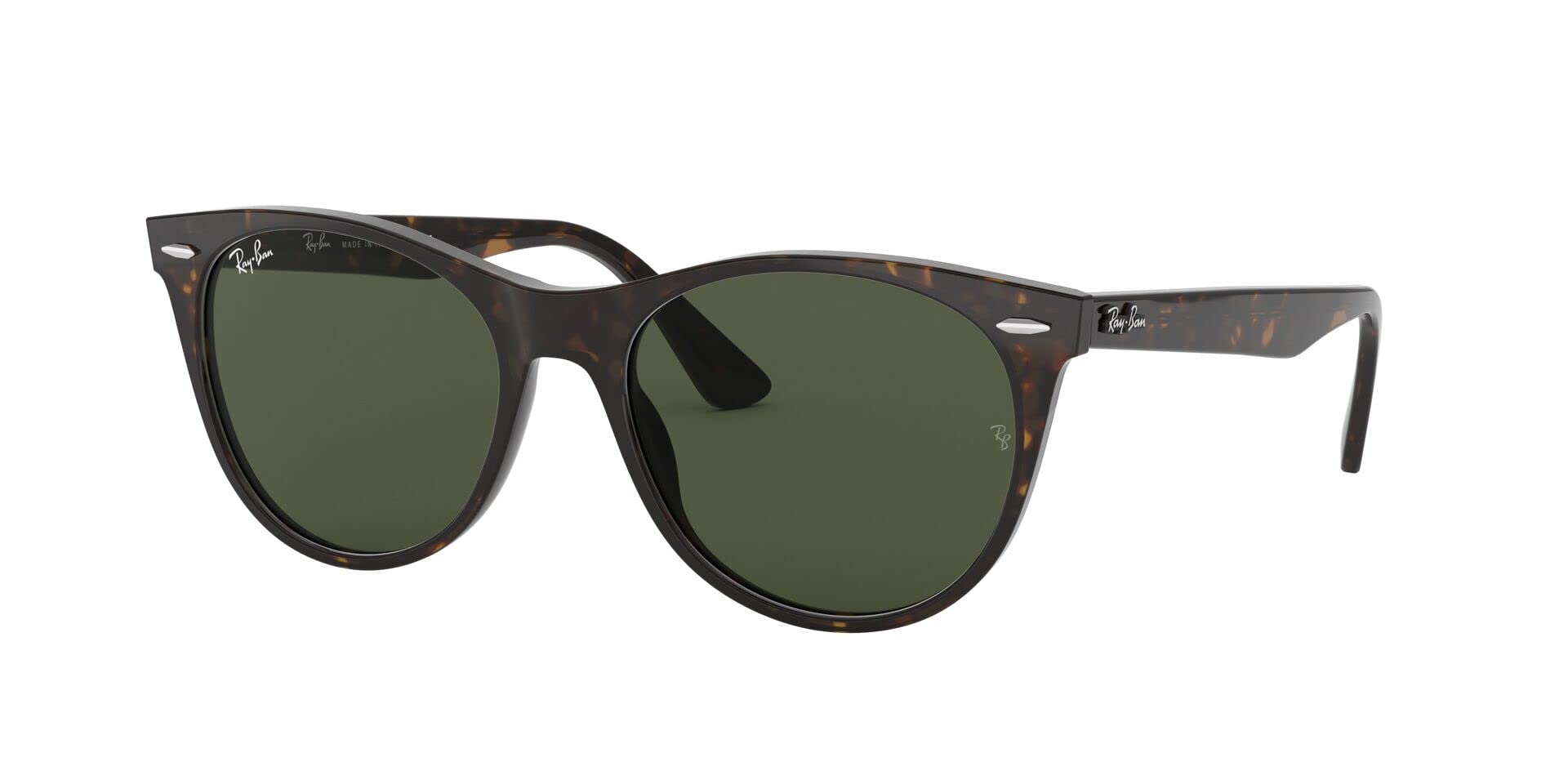 Ray-Ban Unisex RB2185 Wayfarer II Round Sunglasses, Tortoise/G-15 Green, 55 mm