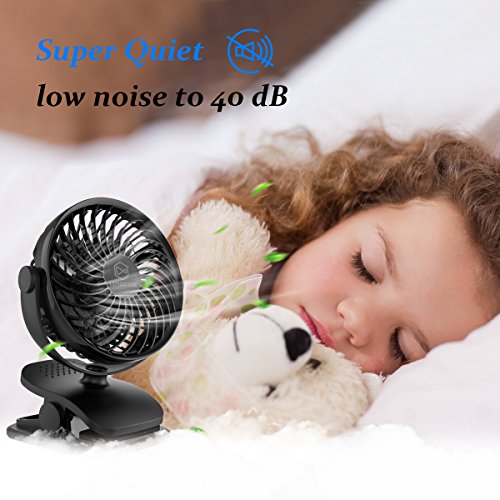 Battery Operated Clip on Fan and Desk Fan 2 in 1, Rechargeable Battery Fan Portable Baby Stroller Fan, USB or Battery Powered, Small Personal Fan with 4 Speeds for Office, Dorm and Outdoor Activity - Thumbnail 5