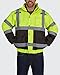 Reflective High Visibility Bomber Jacket: Outdoor Coat with Nylon Shell Teflon Coating & Removable Fleece Liner for Hunting & Construction - Large