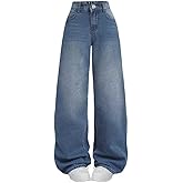 Nivne Tco Tween Girls Wide Leg Jeans - Zipper Fly and Pockets, Elastic Waistband Cute Baggy Denim Pants for Girls Clothing