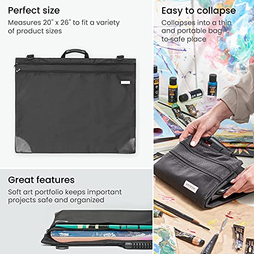 Arteza Art Portfolio Case, 20 x 26 inches, Black, Large Soft Art