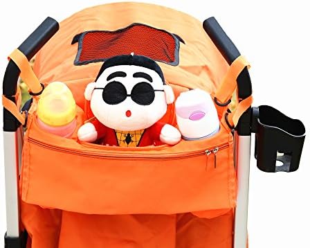 Organizer for Smart Parent Fits All Strollers Premium Deep Milk Bottle Holders Cup Holders Extra-Large Storage Space for iPhones Wallets DiapersToys Best Gift For Baby (Neon-orange)