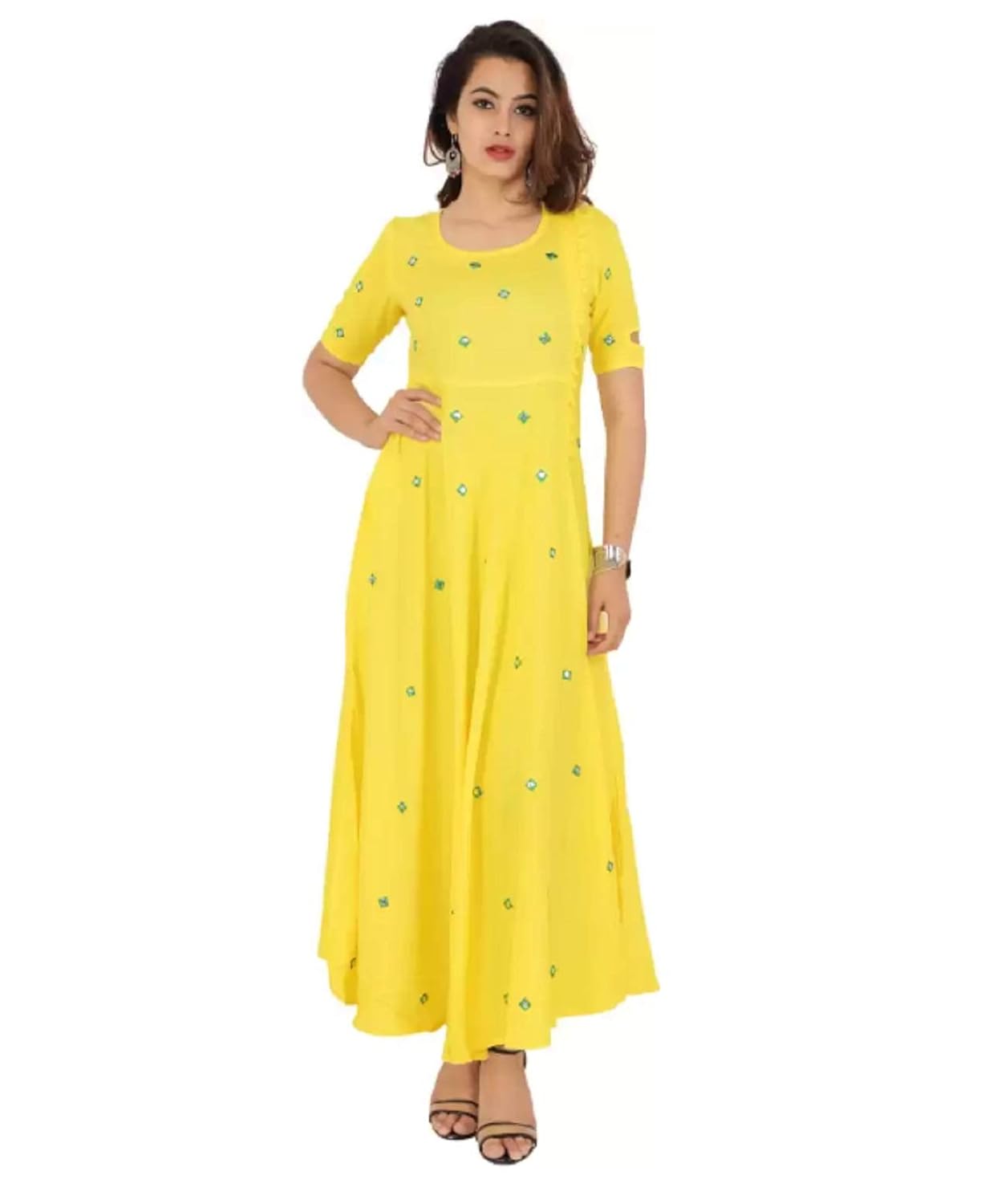 yellow long frock