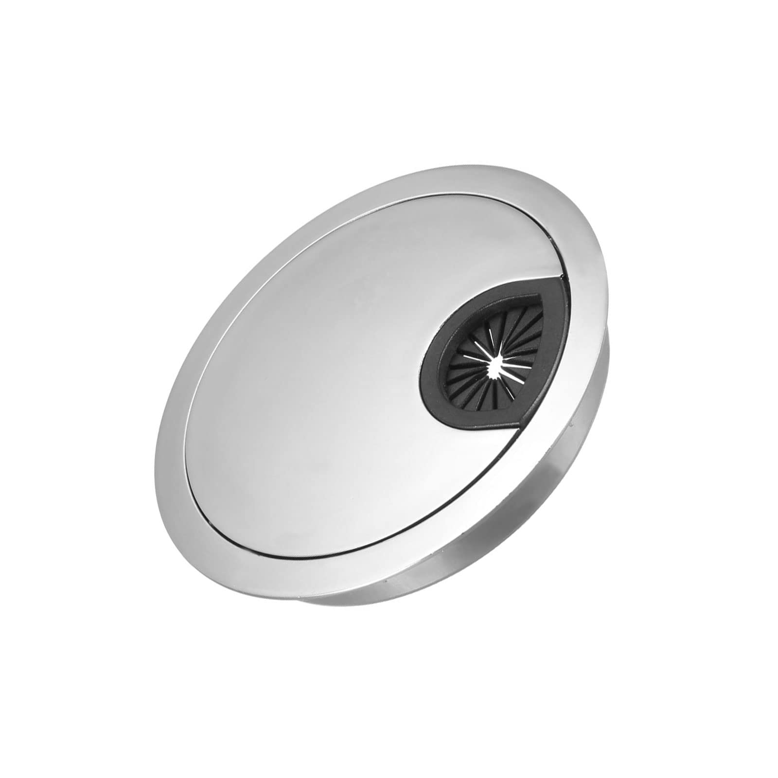 METALLIXITY Cable Cord Grommet (80mm/3.15") 1Pcs, Zinc Alloy Round Cable Hole Cover Wire Organizer - for Home Desk Cable Wire Management, Bright Silver