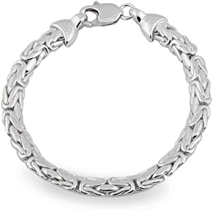 7mm Byzantine Chain Bracelet in Sterling Silver Link