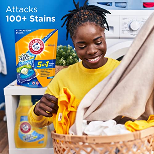 Arm & Hammer Plus OxiClean 5-in-1 Laundry Detergent Power Paks, 42 Count (Packaging may vary) (Pack of 2)