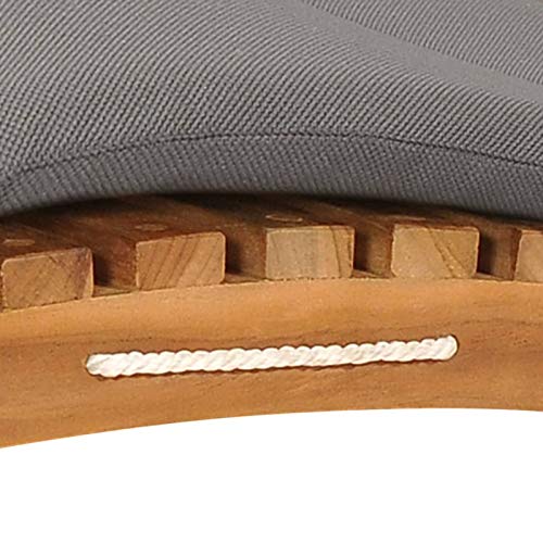 Tidyard Gartenliege Klappbar Holz Sonnenliege Liege Klappliege Outdoor Liegestuhl Relaxliege Holzliege mit Dunkelgrauer Auflage für Garten Terrasse Schwimmbad, Teakholz – Bild 5
