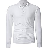 Klyptxyo Men's Long Sleeve Polo Shirts with Eyeglass Loop, Classic 3-Button Golf Shirt, Sports Business Casual Tee Shirt