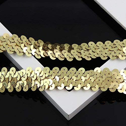 Yontree Elastic Gleaming Ribbon Sequin Applique Bridal Wedding Applique 10 yards