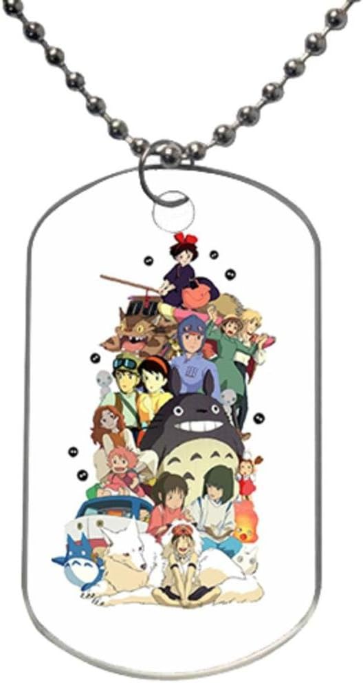 Studio Ghibli Custom Dog Tag with Neck Chain, Aluminum Oval Dog Tag (Large Size) Necklace Design by Stbenn.