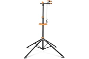 teraysun Bike Repair Stand (Max 66lbs/30kg) - Foldable Workstand with Magnetic Tool Tray (24.5x13cm), 360° Rotatable Head, GS Certified for 20-29" Mountain/Road Bikes