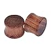 Longbeauty 2Pair Vintage Brown Natural Wood Double Flared Hollow+Saddle Tunnels Ear Plugs Stretcher Gauges 12MM=1/2