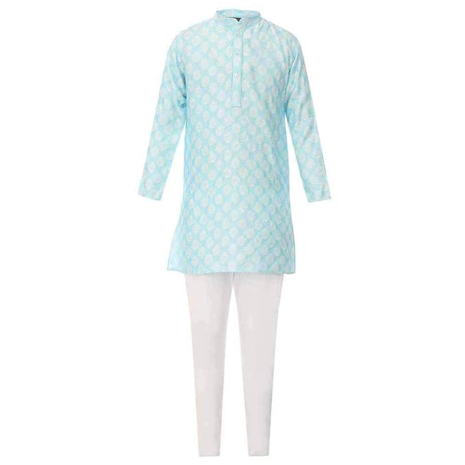 Boy's synthetic straight Kurta Pyjama (205136910_ Sky-Blue_ Size_04)