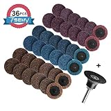 36Pcs Sanding Discs Set, 2-Inch Roloc Quick Change Discs with 1/4 inch Holder, Surface Conditioning Discs for Die Grinder Surface Prep Strip Grind Polish Burr Finish Rust Paint Removal