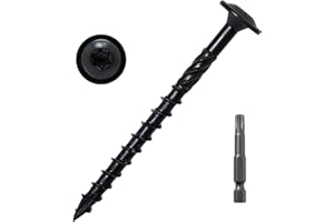 LIONMAX Lag Screws 3 Inch, Structural Wood Screw #14 x 3, 50-PCS Heavy Duty Construction Screw, Rust Resistant, Washer Head, Black Coated Exterior Wood/Lag/Timber Screws, Star Drive with Bit