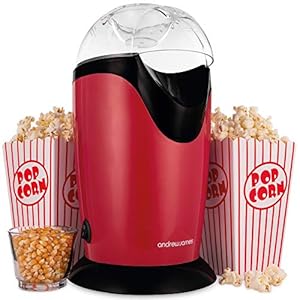 Andrew-James-Classic-Popcorn-Maker-Machine-8-Retro-Style-Popcorn-Boxes-Makes-Delicious-Low-Fat-Snacks-1200W-Red-Perfect-for-Parties-and-Film-Nights Andrew James Popcorn Maker Machine, Healthy Air Popper, Popcorn Machine with 8 American Cinema Style Boxes, 1200W…
