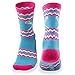 ChalkTalkSPORTS Athletic Half Cushioned Lacrosse Crew Socks | Mid Calf | Aztec Girls Lacrosse Design | Neon Blue