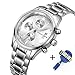 SONGDU Mens Luminous Business Casual Quartz Wrist Watch with Stainless Steel Strap,Silver Dial