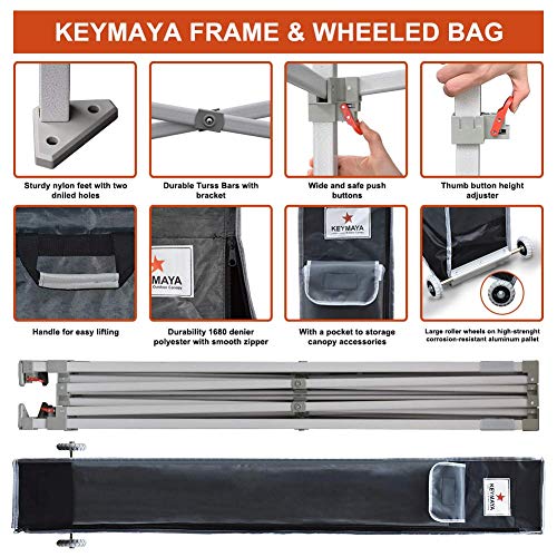 Keymaya 10x10 Ez Pop Up Canopy Tent Commercial Instant Shelter with 4 Removable sidewalls Bonus Weight Bag 4-pc Pack (Burgundy) - Thumbnail 2
