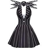 ZIUFVML Jack Dress Costume Women's Nightmare Cosplay Black Striped Jack Christmas Dress