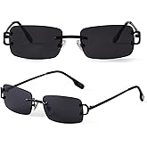 SDINM Rimless Sunglasses for Men Women Fashion Small Narrow Rectangle Sun Glasses Shades 90s Eyewear