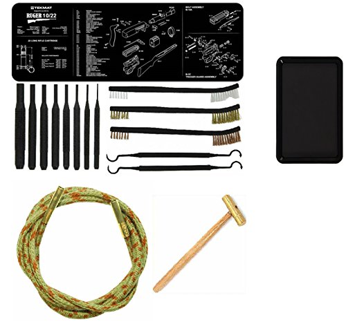 Otis Ripcord for .22Cal .22 Cal Bore Cleaner + Ultimate Arms Gear Gunsmith Cleaning Gun Mat Ruger 10/22 10-22 10 22 Rifle + Punch Tool Set Kit + Hammer + Brushes & Picks Tools + Magnetic Parts Tray