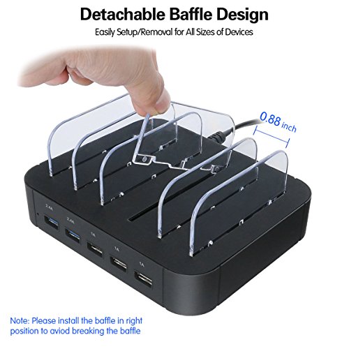 Univeral Detachable 5-Port USB Charging Station with Removable Baffles Organizer for Virtually All Other USB Enabled Devices