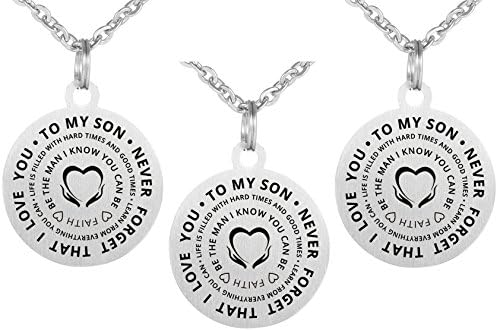 Inspirational Love Birthday Gift to My Son Never Forget That I Love You Stainless Steel Dog Tag Pendant Necklace Keychain Be The Man