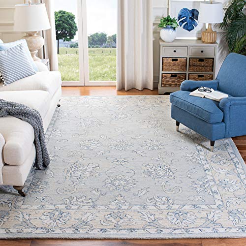 SAFAVIEH Area Rug 8x10 - Micro-Loop Collection - Large - Blue & Beige, Handmade…