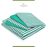 6-Piece Bed Sheets Set with Stripes by Cosy House - Fade & Lint Free - Soft, Breathable Bamboo and Microfiber Blend Bedding with Deep Pocket Fitted Sheet, Flat Sheet and 4 Pillowcases - Queen, Green