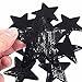 Yalulu 10Pcs Iron On Patches Badges Black Stars Appliques Sequin Embroidered Patches for Clothing Trousers Bags Stickers Sewing Accessories