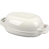 EDGING CASTING Enameled Cast Iron Oval Dutch Oven Pot with Lid, Dutch Oven for Sourdough Bread Baking, Oval Bread Pan, Bread Oven, Bread Dutch Oven, 5qt, White