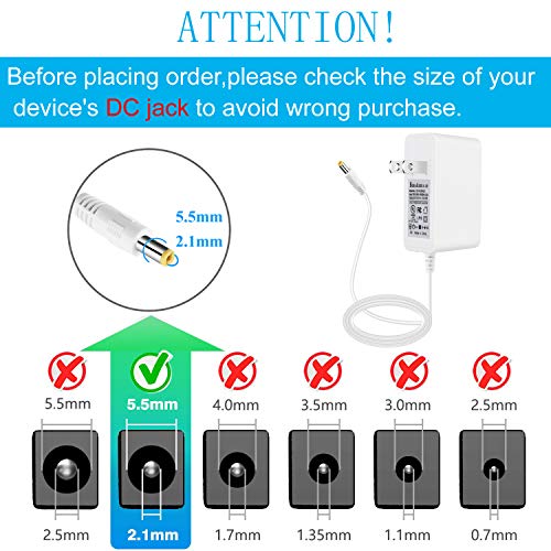 ALSISK DC Power Supply 12V 1A 12W Adapter,AC 100-240V to DC 12V Power Cord for LED Strip,Fish Tank,Clock Radio,Scanner,Switch,Wifi Router,ESCAM QD300,T-Com,Speedport+9 Different Plugs-White