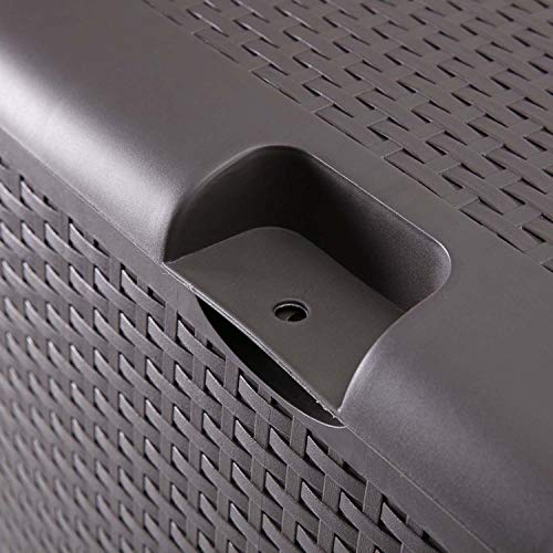 Ainfox Patio Storage Deck Box, Outdoor Storage Plastic Bench Box - All Weather Resin Wicker Deck Box Storage Container Bench Seat (Brown)