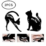 TailaiMei 2 Pcs Cat Eyeliner Stencils, Matte PVC Material Smoky Eyeshadow Applicators Template Plate, Cat Shape Eye liner & Eye Shadow Guide Template Tool