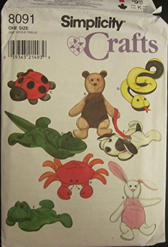 Simplicity 8091 Crafts Sewing Pattern Beanbag Animals Leash